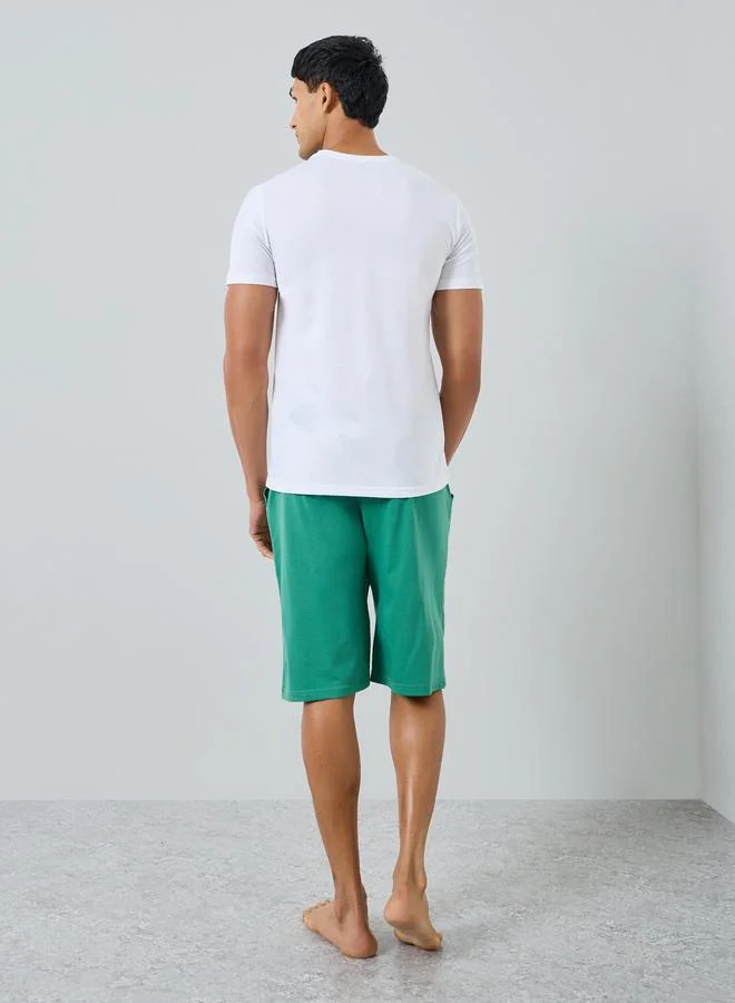 Styli  Men Cotton Printed T-Shirt and Shorts Set for Men | Best Price UAE